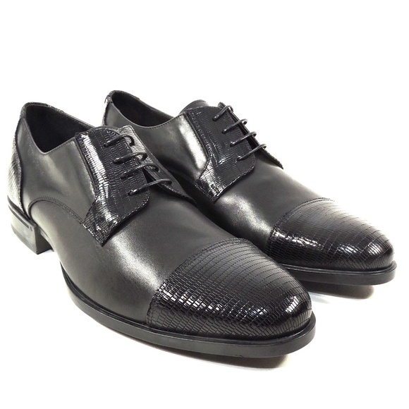 LUIGI TRAINI ?? MEN\'S BLACK SOFT LEATHER OXFORD SHOES main image 9